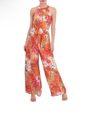 NWOT Vince Camuto Floral Chiffon Halter Jumpsuit